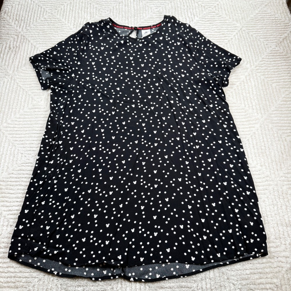 Disney Minnie Mouse Dress Womens 2XL Black Tunic Shift Whimsical Flowy Summer